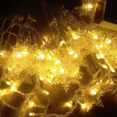 Гирлянда Бахрома снежинки комнатная LED 2.5х0.6м белая теплая	