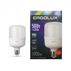 Лампа Ergolux LED-HW-50W-E40-6K PRO + переходник Е27/Е40